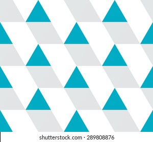 Blue And Gray Triangular Prism Seamless Pattern On White. Triangle Geometric Pattern. Modern Stylish Texture. Geometrical Abstract Repeating Tiles From Triangles. Vector Illustration.