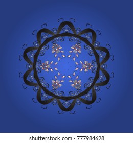 Blue, gray and white snowflakes on a blue, gray and white colors. Vector illustration. Isolated cute snowflakes on colorful background. Snowflake vector pattern.