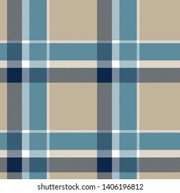 Blue Gray and White Tartan Plaid pattern. Trendy men's shirt flannel textile background.