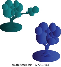 Blue and green 3D trees 