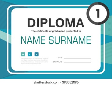 Blue green A4 Diploma certificate background template layout design 