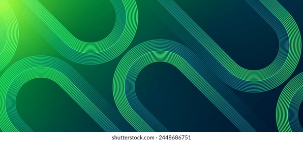 Fondo abstracto azul y verde con líneas brillantes. Patrón moderno de líneas redondeadas diagonales de degradado. Diseño geométrico mínimo. Elementos gráficos de moda. Ilustración vectorial