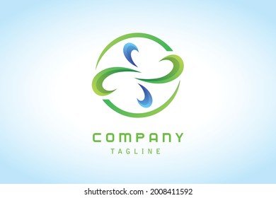blue green abstract circle gradient logo 