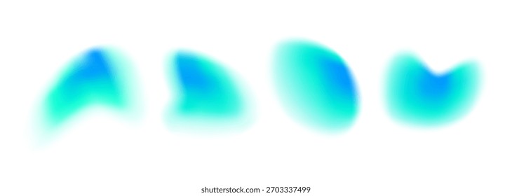  Blue green abstract gradient blur background. Smooth liquid fluid shapes with dynamic visual effect. Modern flat vector illustration isolated on white for design templates and wallpapers
