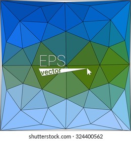 Blue / green abstract gradient gem geometrical polygonal background. Vector eps.
