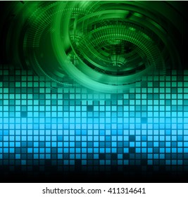 Blue green abstract hi speed internet technology background illustration. eye scan virus computer. motion move.