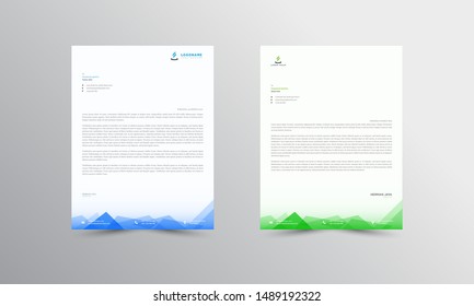 Blue and green Abstract Letterhead Design Template - vector