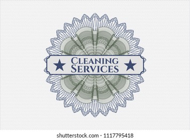 Blue and green abstract linear rosette with text Cleaning Services inside