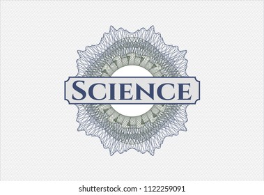 Blue and green abstract linear rosette with text Science inside