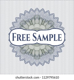 Blue and green abstract linear rosette with text Free Sample inside