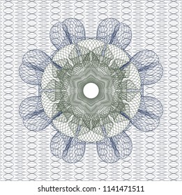Blue and green abstract linear rosette