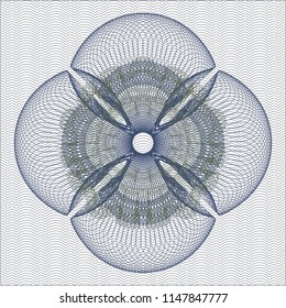 Blue and green abstract linear rosette