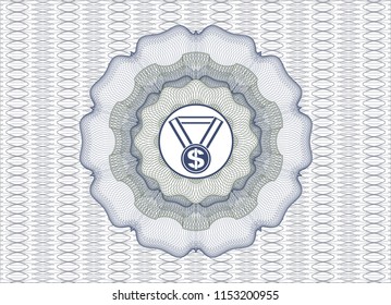 Blue and green abstract linear rosette with business award icon inside