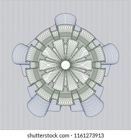 Blue and green abstract linear rosette