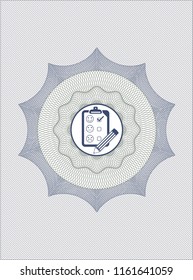 Blue and green abstract linear rosette with customer feedback icon inside