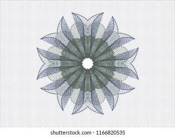 Blue and green abstract linear rosette