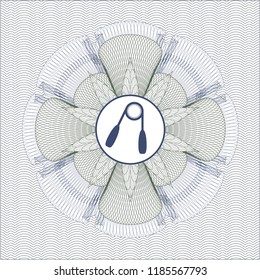 Blue and green abstract linear rosette with hand gripper icon inside