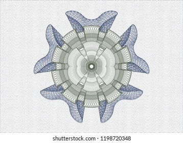 Blue and green abstract linear rosette