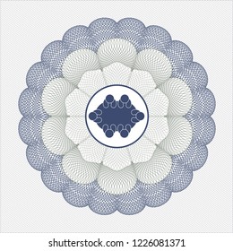 Blue and green abstract linear rosette with business meeting teamwork icon inside