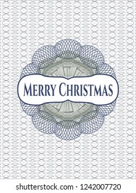 Blue and green abstract linear rosette with text Merry Christmas inside