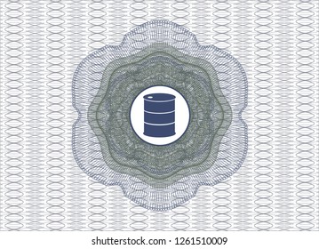 Blue and green abstract linear rosette with barrel icon inside
