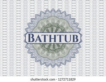 Blue and green abstract linear rosette with text Bathtub inside
