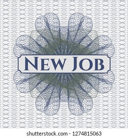 Blue and green abstract linear rosette with text New Job inside