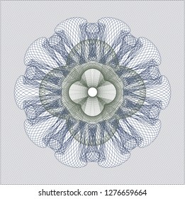 Blue and green abstract linear rosette