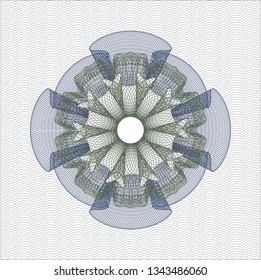 Blue and green abstract linear rosette