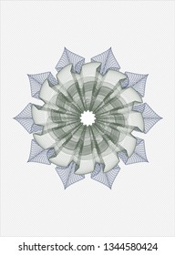 Blue and green abstract linear rosette