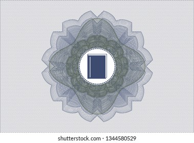 Blue and green abstract linear rosette with book icon inside