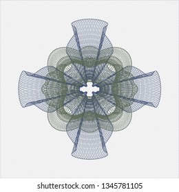 Blue and green abstract linear rosette