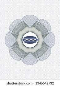 Blue and green abstract linear rosette with hot dog icon inside