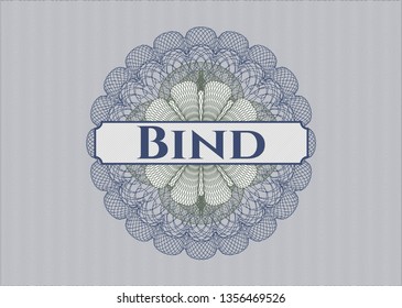 Blue and green abstract linear rosette with text Bind inside