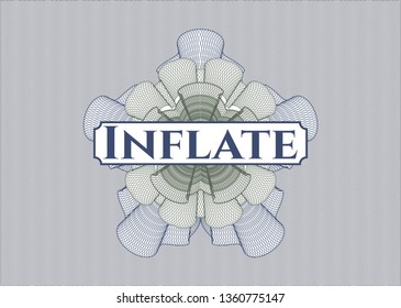 Blue and green abstract linear rosette with text Inflate inside