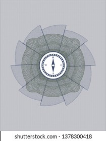 Blue and green abstract linear rosette with compass icon inside