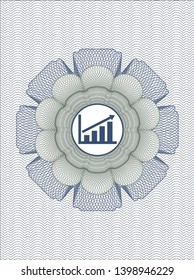 Blue and green abstract linear rosette with growth chart icon inside