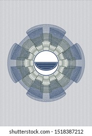 Blue and green abstract linear rosette with watermelon icon inside