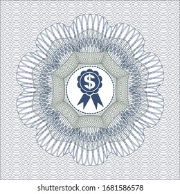 Blue and green abstract linear rosette with business ribbon icon inside