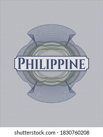 Blue and green abstract linear rosette with text Philippine inside
