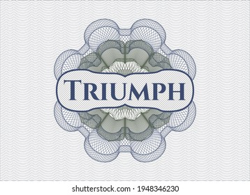 Blue and green abstract linear rosette with text Triumph inside