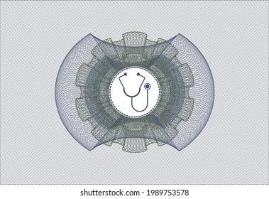 Blue and green abstract linear rosette. with stethoscope icon inside