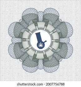Blau und grün abstrakte lineare Rosette. mit einem Bong Marihuana-Symbol innen