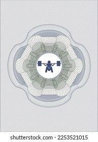 Rosette lineal abstracto azul y verde. con un icono de cuadrante profundo dentro