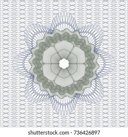 Blue and green abstract linear rosette