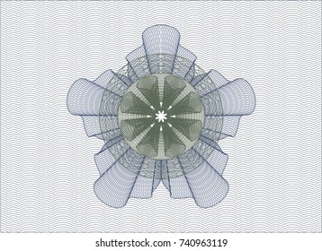 Blue and green abstract linear rosette