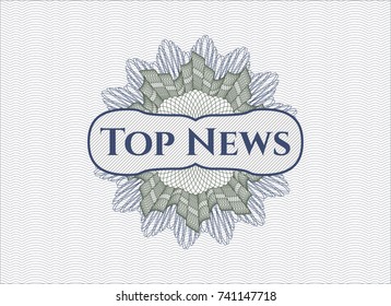 Blue and green abstract linear rosette with text Top News inside