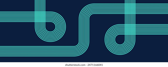 Blue and green abstract modern dynamic lines banner
