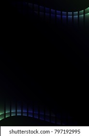 blue green abstract pixel curve background, square black gradient layer line, technology geometric background, vector illustration