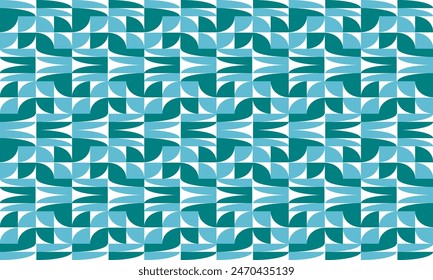 Blue green Abstract quarter dot block square diamond continue as round block, seamless repeat pattern, design for fabric print or wrap paper background wallpaper